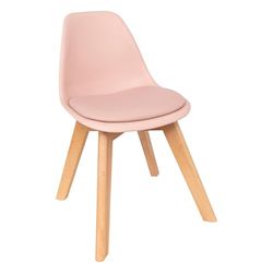 Atmosphera Créateur d'Intérieur - Chaise Enfant Baya Rose - Plastique et Hêtre - Salle à Manger, Chambre, Bureau, Salon - Confortable Coussin Intégré