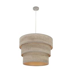 PRENDELUZ Suspension triple E27 en nickel et bois gris, dimensions 50 x 50 cm, idéale pour la décoration intérieure et l'éclairage ambiant.