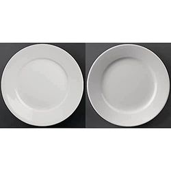 Olympia 2834 Athena Wide Rimmed Plates 280mm White (Pack of 6) Bundle CC206 Athena Hotelware Wide Rimmed Plate - 165mm 6 1/2" (Box 12), White