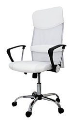 La Chaise Espagnole Santander - Chaise de bureau avec repose-tête, simili cuir, blanc