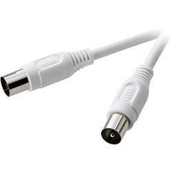 SpeaKa Professionele 2,5 m coaxkabel (2,5 m, stekker/bus, rechts, 75 ohm, wit)