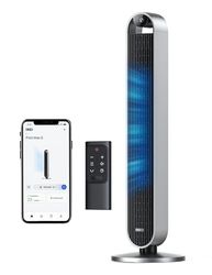 Dreo 25dB Pilot Max Smart WiFi Ventilateur colonne avec Commande Vocale, Fonctionne avec Alexa, Contrôle APP, Ventilateur silencieux sans pale avec télécommande, Oscillant à 120°, 4 modes 12 vitesses