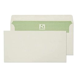 Blake Environmental | sobres 100% reciclados DL (11 x 22cm) | 500 unidades | 90gsm | FSC biodegradables y reciclable sobres | autoadhesiva | interior verde | sobres blancos | modelo RE3258