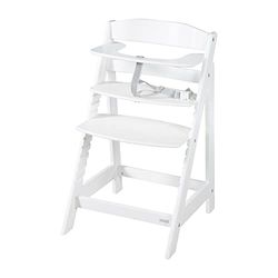 roba Chaise Haute Évolutive en Bois Blanc 2 en 1 Sit Up Flex - Hauteur Réglable - de 6 Mois jusqu'à 70 kg - Chaise Bébé Anti-Basculement avec Surface Lisse