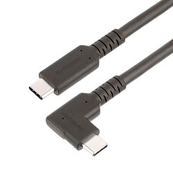 StarTech.com Câble USB-C Robuste à Angle Droit de 2m, USB 3.2 Gen 2 (10 Gbps), Cordon de Transfert de Données USB-C à C Complet - Mode Alt DP 4K 60Hz, 100W PD - Câble USB-C à 90°/Coudé (RUSB315CC2MBR)