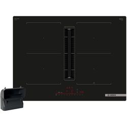 Bosch PVQ811HGA7 Serie 6 Placa de inducción inteligente con extractor (autosuficiente), 80 cm de ancho, con canal plano L, fabricado en Alemania, CombiZone, ventilación automática, PowerBoost, control