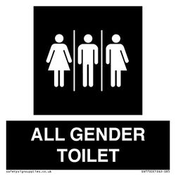 Female, Male and Non-gender specific in black panel Sign - 85x85mm - S85