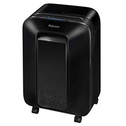 Fellowes Paper Shredder for Home Office Use - 100% Jam Proof 12 Sheet Micro Cut Shredder for Home Office Use - Deskside Shredder with Large 22L Pull-Out Bin - Powershred LX201 - DIN Level P5 - Black