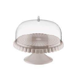 Guzzini - Tiffany, Présentoir à Gâteaux avec Petite Cloche, Moule à Gâteau avec Couvercle - Gris Tourterelle, Ø 30 x h27 cm - 199401158
