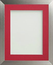 Frame Company Simpson Range Silver 8x6 inch Frame With Red Mount for 6x4 inch *Choice of Sizes* Fitted with Real Glass
