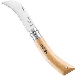 Opinel - Serpette-Greffoir N°08 - Hoja de acero inoxidable de 8 cm, mango de madera de haya, anillo de seguridad Virobloc - Para injertar, podar, cortar, recoger - Fabricación Francesa