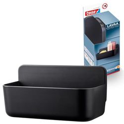 Tesa Lavaa, Panier de rangement pour douche (M) en noir mat, Montage sans perçage Powerstrips Waterproof Strips XL inclus - 260 mm x 130 mm x 110 mm