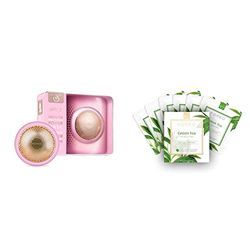 FOREO UFO 2 Pearl Pink Supercharged 2-min Full Facial, Warming, Cooling, Advanced Temperature Control & Green Tea UFO Activated Facial Mask for Blemish-Prone Oily Skin, 6 pack, Purifying
