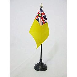 Niue Table Vlag 15x10 cm - Niuean Desk Vlag 15 x 10 cm - gouden speerblad - AZ FLAG