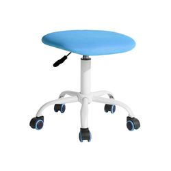 FurnitureR Sitness Bobby Tabouret pour Enfant avec Anneau de Pied en Aluminium laqué Blanc, Tissu, Aquarius Bleu