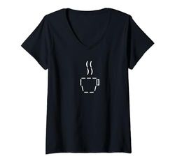 Donna Ascii tazza da caffè per programmatore nerd o esperto di tecnologia del codificatore Maglietta con Collo a V