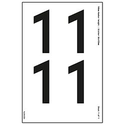 V Safety One Number Sheet - 1-18mm Number Height - 300x200mm - Self Adhesive Vinyl