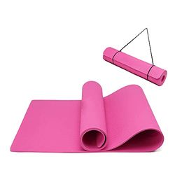 Yogamat, antislip en milieuvriendelijke TPE-sportmat met draagriem, gymnastiekmat voor pilates, workout fitnessmat, 183 x 61 x 0,6 cm (pruim)
