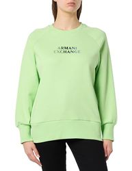 Armani Exchange Felpa con Logo Metallizzato Terry Crewneck Maglia di Tuta, Agave, XL Donna