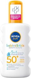 Nivea Sun Kids Sensitiv spray solar em spray (1 x 200 ml), spray com SPF 50, loção solar para peles sensíveis de crianças