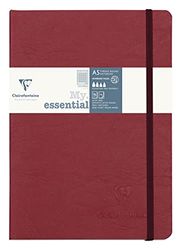 Clairefontaine 793422C - Age Bag Collectie Rood Elastisch Gebonden Notitieboek My.Essential - A5 14,8x21cm - 192 Genummerde Pagina's Vierkante Ruitjes - Ivoor Papier 90g - Glanzende Karton, leer Kaft