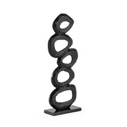 ESCULTURA 26X10X66 METAL BRONCE/MARMOL NEGRO