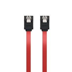Ewent Cavo SATA III, Velocità 6Gbits con Clips in metallo, SATA L-Type, Rosso, 0.7 m