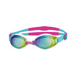 Zoggs Endura Goggles, UV-bescherming zwembril, Slide Adjust Comfort zwembril riemen, mistvrije volwassen zwembril, Zoggs Bril Volwassenen Getint en Spiegellenzen, Aqua/Roze/Multi, Spiegel Lens