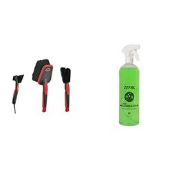 ZEFAL ZB Set Brosses de Nettoyage pour vélo Cyclisme Mixte Adulte, Noir/Rouge, Taille Unique & Bike Bio degreaser Dégraissant Vélo Mixte Adulte, Vert, 1 litre