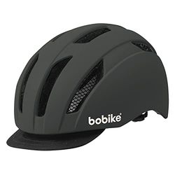 BOBIKE 8741300003 – Casque de vélo City pour Homme et Femme Taille réglable L (56-61cm) avec visière Amovible et Certification CE en Couleur Urban Gris