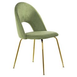DRW Set de 4 sillas de Terciopelo y Metal en Verde y Dorado 50x51x86cm, alt. Asiento 47cm