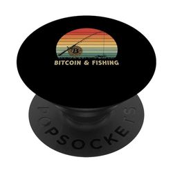 Pesca Pesce Cast Fisher Mining Sats Bass HODL bobina Bitcoin PopSockets PopGrip Adesivo