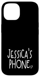 Jessica's Phone Nom personnalisé Jessica Blanc Noir Coque pour iPhone 14