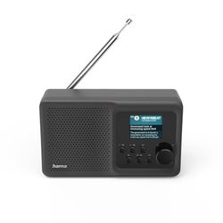 Hama DAB Radio digitale con Bluetooth e batteria DR5BT (scatola portatile, radio mobile con DAB/DAB+/FM, display a colori, funzionamento semplice, USB C, 8 ore, piccolo, Aux) nero