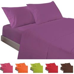 ECOMMERC3 Underzy Parure de lit 4 pièces 100% fabriquée en Espagne avec Drap-Housse, Drap Plat et 2 taies d'oreiller, Violet, Extra Doux et léger