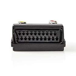 SCART-Adapter - S-Video Female/SCART Aansluiting / 3X RCA-Bus - Vernikkeld - Schakelbaar - ABS - Zwart - 1 Stuk - Box