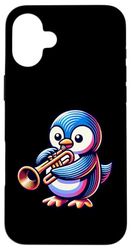 Cute Penguin Playing Trumpet Musical Fun Design Case for iPhone 16 Plus