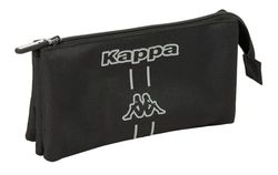 Safta KAPPA Dark – Triple Pencil Case, Children's Pencil Case, Ideal for School Age Children, Comfortable and Versatile, Quality and Resistance, 22 x 3 x 12 cm, Black/White, M, Casual