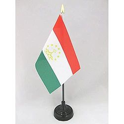 AZ FLAG Bandera de Mesa de TAYIKISTÁN 15x10cm - BANDERINA de DESPACHO TAYIKA 10 x 15 cm Punta Dorada