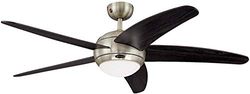 Westinghouse 7255740 Bendan (Ø) 132cm - plafondventilator voor binnen met vijf lamellen, satijnchroomafwerking met opaal matglas met één lamp - incl. afstandsbediening - bruin