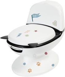 Bebeconfort Mini-Toilet, Baby Potje voor Zindelijkheidstraining, 1-4 jaar, 0-20 kg, Levensecht met Spatschild, Echt Spoelgeluid, Uitneembare Pot, Eenvoudig te Reinigen, Rubberen Voet, Black & White