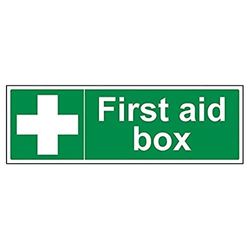 VSafety 31014BJ-R "First Aid Box" First Aid General Sign, Rigid Plastic, Landschap, 450 mm x 150 mm, Groen