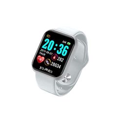Power Color Smartwatch, fitnesshorloge voor dames en heren, stappenteller, bewaking van de hartslag, slaap en gezondheid, meldingen, zilverkleurige behuizing met zwarte armband en extra witte armband