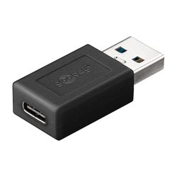 Goobay 45400 2-i-1 superhastighetsadapter USB 3.0 (typ A) till USB-C, förvandlar USB 3.0-porten till en USB-C-port, svart