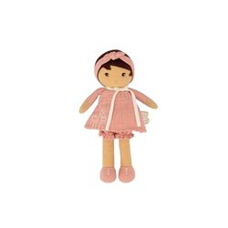 KALOO - Tendresse - Ma 1ère Poupée en Tissu Amandine - Poupée de Chiffon 25 cm - Robe Rose en Mousseline - Peau Mate - Jolie Boîte Cadeau et Ruban Personnalisable - Dès la Naissance, K200004