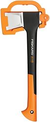 Fiskars Machado 1,1 kg, com estojo de armazenamento e transporte, comprimento: 44 cm, camada antiaderente, lâmina de aço/cabo de fibra de vidro, preto/laranja, X11 – S, 1015640
