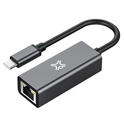 XtremeMac Adaptateur USB-C vers Ethernet LAN, 10/100/1000 Mbps, RJ45, Plug & Play, Rapide et Stable, boîtier Aluminium pour MacBook, iPad, Samsung et Autres appareils USB-C - Space Grey