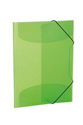 HERMA 19520 Portfolio Folder DIN A3 Translucent Light Green Set of 3 Sturdy Plastic Washable Heavy Duty Organiser Folder with Inner Flaps and Elastic Band Document Folder for Children, Boys, Girls