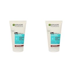 Garnier Skin Active Pure Active 3in1 Argilla, Pelli Miste - Con Imperfezioni Detergente + Scrub + Maschera, 150 ml (Confezione da 2)