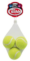 Pet Nova Pelotas de Tenis chirriantes de 6 cm, Juego de 3, Bola de Sonido de Tenis